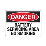 Danger Battery Servicing Area No Smoking Sign